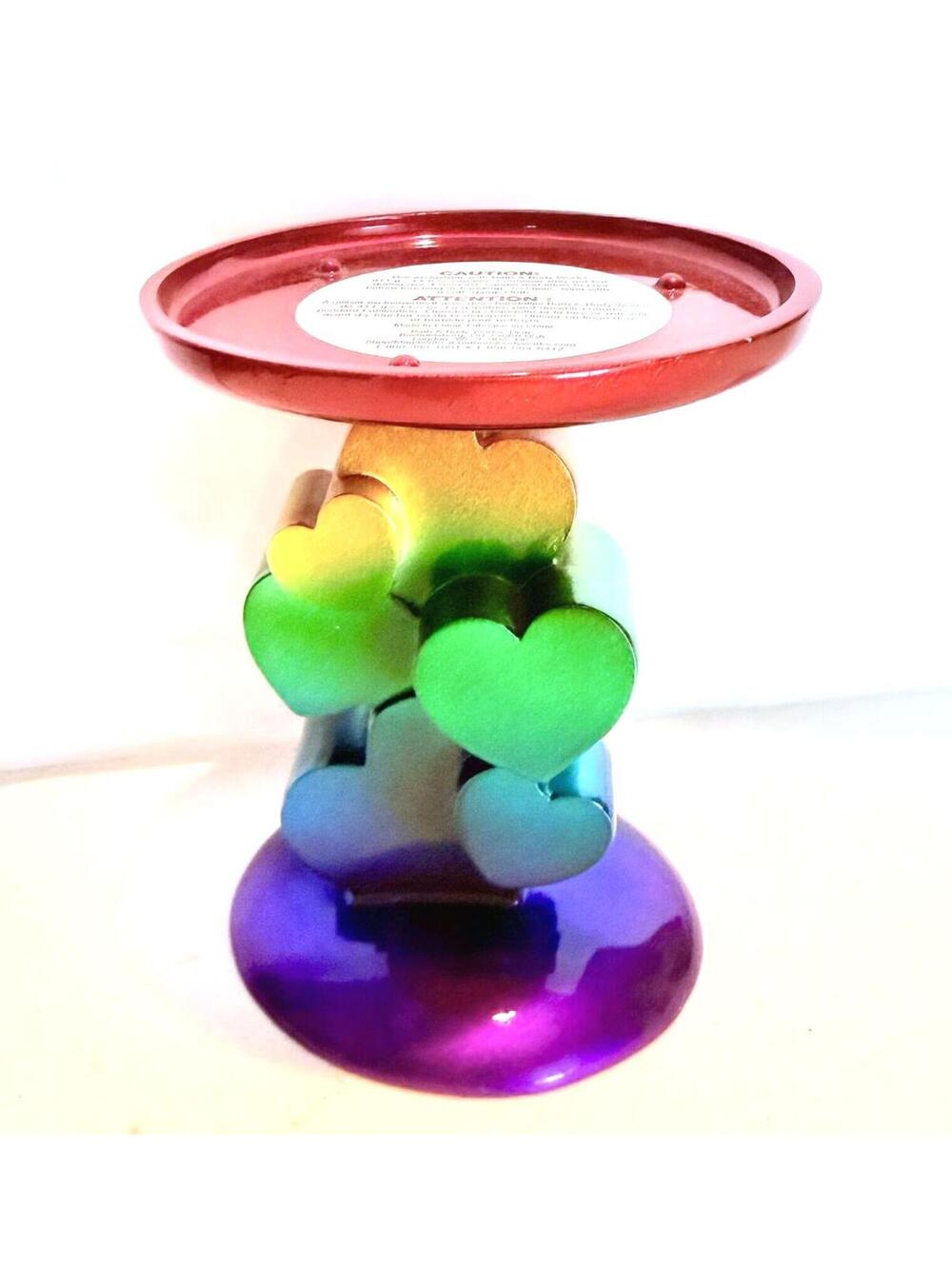 Bath & Body Works Rainbow Ombre Heart Metallic Pedestal Candle Holder